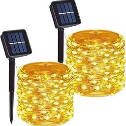 DAYLIGHTIR 2 Pack Total 200 LED Solar Powered Copper Wire String Lights Outdoor, Waterproof, 8 Modes Fairy Lights for Garden, Patio, Party, Yard, Christmas (Warm White)-17