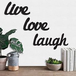 Ingo Creation Live Love Laugh MDF Plaque Painted Cutout Ready to Hang Home Decor Wall Art-Black-image-6