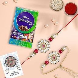 Chocoloony Rakhi Chocolate Gift Combo for Brother and Bhabhi | Couple Pair Kundan Rakhi Combo for Bhaiya Bhabhi | Rakhi with Chocolate Gift Set - Rakhi Set of 2 - Rakshabandhan Rakhi Gift-image-88