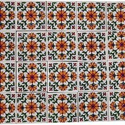 Shiv Kripa Blue Art Pottery Classic Decorative Interior Exterior Flooring Wall Ceramic 2 x 2 inch Tiles Pack of 20 Tiles (Blue,Yellow & Multi)-23