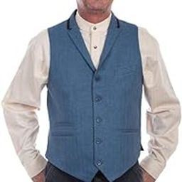 Western Vest Mens Herringbone Point Notched Lapel Blue F0_RW315-image-14