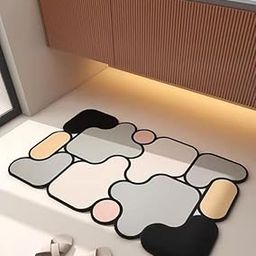 IQS Enterprise Colorful Bathroom mat Anti Slip Water Absorbent Oval Shape Rubber Mat for Floor Bathroom and Door Microfiber Mat for Bedroom Kitchen Door Mat Floor Mat Bathroom Door Mat (1 pcs)-image-9