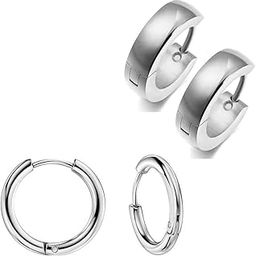 2 Pair Combo Earrings for Men and Boys | Stainless Steel Earrings for Boys | Accessories Jewellery for Men | ComSTEa-54-image-96