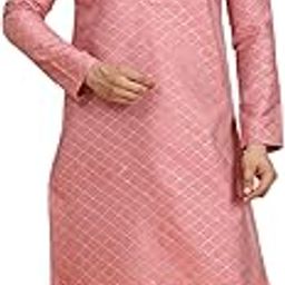 Men's Silk Blend Embroidered Kurta with White Churidar Set-51