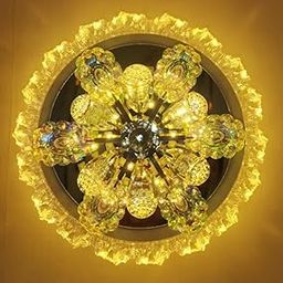 SHRI MAHAL ANTIQUES Rotating Crystal Chandelier with Color Changing Lights, Modern Ceiling Light Fixture, Decorative Jhumar for Hall, Living Room, Bedroom, Jhoomar Light for Home Decor-image-98