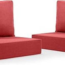 Outdoor Cushion Set for Furniture patio furniture,UV Resistant,Waterproof outdoor cushion set - 6 Inch thick foam garden cushions– 24x24 Inch Patio Seat Covers for Chair/Sofa/Couch | Red | 2-pack |-image-42