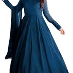 Fashion Elegant Long Georgette Dress for Women Full Sleeves Plain Solid Designe Dress with Dupatta-image-21