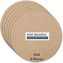Woodiography MDF Round Craft Boards, 15.24 cm Diameter, 2.5 mm Thickness, Pack of 6-85
