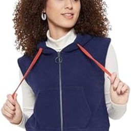 Women's Sleeveless Fleece Hoodie for Gym | Regular Fit Winter Wear Women Jacket | Latest Girls Zipper Hoodie-image-84
