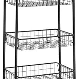 SEVVY - 3-Tier Rolling Storage Cart - Metal - File Cart Storage Rack for Office, Study Room - Utility Storage for Kitchen, Bathroom - Black-image-78