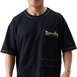 Official Rick & Morty: Escape from Reality Men and Boys Oversized fit Graphic Printed Half Sleeve Cotton Black Color Men Oversized T-Shirts-image-60