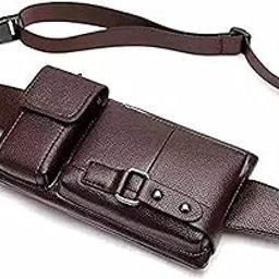 Men's Leather Sling Bag,Chest Shoulder Backpack, Water waterproof Crossbody Bag-image-53