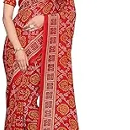 anand sarees Women's Regular Fit Paisley, Printed Bandhani Georgette Saree with Matching Blouse Piece | Stylish & Attractive | Fancy Saree for Parties, Weddings, Festivals & Casual Outings-picture-2