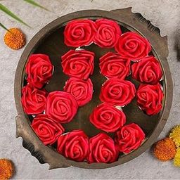 SATYAM KRAFT 12 Pcs Big Artificial Foam Rose Flowers Head – Floral Heads for DIY Crafts, Pooja Thali, Wedding, Festival, Mandap, Birthday & Home Decoration (Red)-image-85