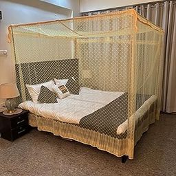EMBOSSED Mosquito Netting for Bed, Extra Large Mosquito Net, Bed Net Covers Single to Queen King Size Beds, Net for Camping, for Indoor Outdoor Use and Travel (Biscuit, 5 x 7)-image-89