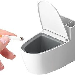 Ashtray with Lid for Cigarette, Wall-mounted Ashtray Windproof Smokeless Ash Tray for Smokers, Toilet Shaped Cigarette Ash tray for Home Office (1Pcs)-image-38