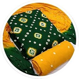 Women's Cotton Bandhani Print Unstitched Salwar Suit Dress Material With Bandhej Dupatta_Free Size-picture-28