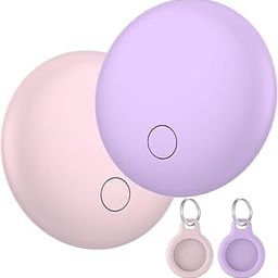 2025 Air Tags 2-Pack, Smart Tag Works with Find My App (iOS Only), Key Finder, Luggage Tracker, Bluetooth Tracker for Bags, Replaceable Battery, IP67 Waterproof Tracker,Pink and Purple-17