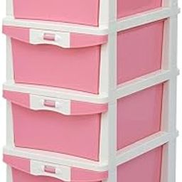 Nilkamal Polypropylene Chests Of 4 Drawers Chtr23Nt|Drawer Organizer Structure With Sliding Wheels, Modern|Multi-Purpose Storage For Kids, School, Home&Office|Easy Assembly|Pink&Cream Colour, matte-12