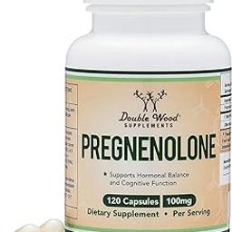 Pregnenolone 100mg per Serving (Converted to Progesterone to Boost Progesterone Levels) - Third Party Tested - 120 Capsules (50mg per Capsule) Non-GMO by Double Wood-71