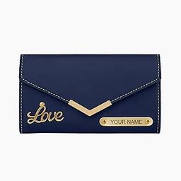 Personalized Ladies Clutch with Name & Charm | Made of Cruelty-Free Leather | Best Gift For Wife, Sister, Mother, Girlfriend (Blue)-image-87
