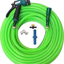 ANSHI 5M Braided PVC Water Pipe | 0.5 Inch | Durable, Flexible & Lightweight | 7-Mode Spray Gun, Connector & Clamps | Garden Watering & Cleaning-image-99