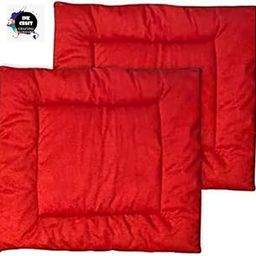 ink craft Cotton Filling Square Shape Washable Floor Cushion Mat Pooja Aasan for Traditional Yoga Meditation Dinner Home Spiritual Multipurpose Use Portable Solid Pattern | 24X24 Inch (Red)-image-75