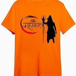 Lord Shiv Mahaakal Men Printed Round Neck Polyester Orange T-Shirt-image-25