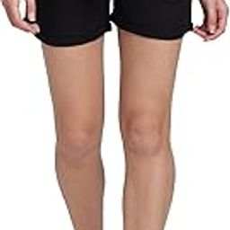 Women Black Cotton Blend Regular Fit Shorts-image-61