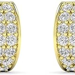 Hoop Earrings for Women & Girls - 925 Sterling Silver CZ Diamond Bali - Two Line Boxed - 18k Gold Plated Jewellery - Birthday Anniversary Gift - Western Stylish Fashion Accessories-22