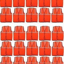WeighTAJ High Visibility Reflective Safety Jacket with Reflectors on Front and Back - Easy Hook and Pull Closure for Ease of use - Polyester Fabric (1" 25pc, Orange)-image-24