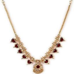 1 Gram Traditional Micro Gold Plated Red Palakka Necklace with White Stone Accents for Women and Girls-image-12
