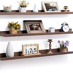 Sheesham Wood Floating Shelves, Wall Shelves Set of 3, Picture Shelf Photo Ledge Shelves for Bathroom Kitchen and Bedroom,Livingroom & Office (35 inch, Walnut)-23