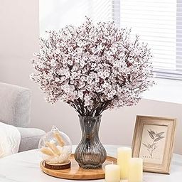 CURATED CART 1 Bunch Artificial Babys Breath Gypsophila Flower Sticks Fake Bunch Decorative Items for Home Decor, Living Room, Table Decoration, Christmas, Wedding (Without Vase)(White)(Fabric)-11