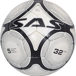 SAS SPORTS Pro Football | Rubber PU Sports Football Size 5 | Rubber Moulded Soccer Football | Black and White (Size 5)-image-56
