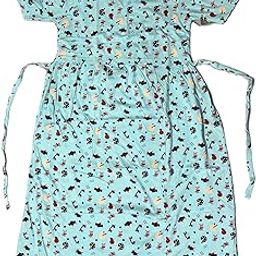 Vihavi Maternity Dress, Short Sleeve, Mint Green with Animal Print, Side Tie Detail-image-21