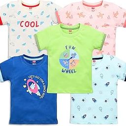 Baby Boys Regular Fit 100% Cotton Half Sleeve Boys T-Shirt Pack of 5-image-28