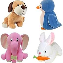 Future Shop Pack of 4 Elegant Soft Toys Combo Set Appu Elephant (25 cm), Penguin(20 cm), White Rabbit(28 cm), Setting Dog Mini (25cm) for Kids.-image-96