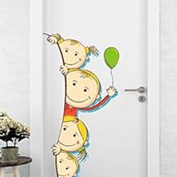 DivineDesigns Vinyl Little Cute Kids Door Cartoon Animated Poster 3D Background Removable Sticker Ideal For Kids Room, Living Room, Bedroom Decoration (Standard, Multicolour), Pack Of 1, 63 cms-30
