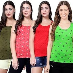 Women Tank Top – Regular Fit Cotton Sleeveless Tee | Ladies Casual Tank Top,Stylish Women Clothing,Soft Cotton Tank for Girls & Women-Pack of 4-image-89