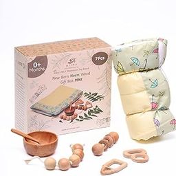 Ariro Neem Wood Baby Gift Set Max - Eco-Friendly Bowl | 7 Pieces | Grasping Beads | Dumbbell Rattle | Soft Cotton Mattress for Natural Weaning, Play, and Comfortable Sleep-picture-11