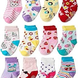 Organic Cotton Anti-Skid Socks Non Slip Kids Toddler Socks with Grip | (Pack of 4,6 &12 Pair) (Color & Print May Vary) (0 to 5 years size)-image-97