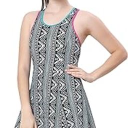 Women's Racer-Back Swimdress with Boyleg, Built-in Padded Bust Support, One-Piece Swimsuit Multicolor-image-14