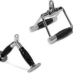 BroAction Combo Tricep Press Down Cable Machine Attachment Set, Double D Handle, V-Shape Bar with Rubber Cable Machine Accessories for Home Gym-20