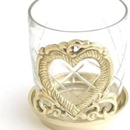Brass Victorian Heart Base with Glass Cup. Votive Holder - Set of 3-image-51