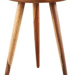 TANWAR HANDICRAFT Sheesham Wood Round Shape Tripod Bedside Sofa Side Table End Table for Bedroom Living Room Home (Honey Finish)-image-25