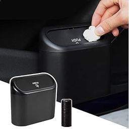 KRYLAR-Car Trash Bin with Lid Portable Hanging Mini Waste Basket Reusable & Waterproof Plastic Desktop Trash Bin for Car/Home/Office/Kitchen Garbage Collector Pressing Type Waste Container(black)-image-58