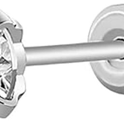 Silver Plated 316L Stainless Steel Cubic Zirconia Studded Stud Earrings Jewellery Gift for Men & Boys (1 Piece)-image-20