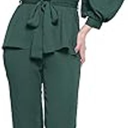 Women's co-ord Set (Solid Crepe tie-up Shirt and Bootcut Pant Set)-picture-0