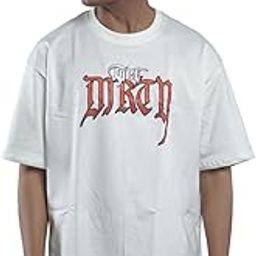 CLAPHIC Oversized Tshirt for Men 100% Cotton Drop Shoulder Boy Comfertable T Shirt White (S)-image-111